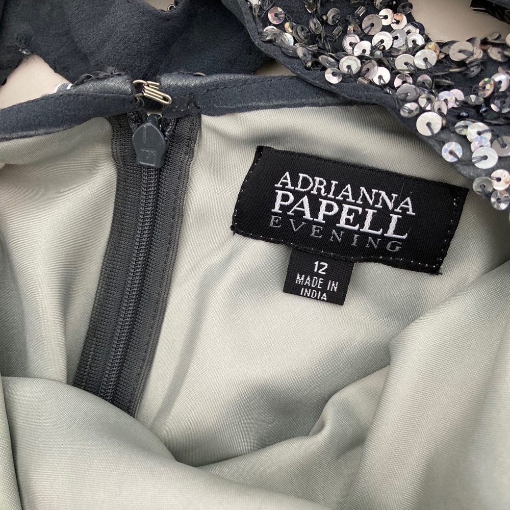 Adrianna Papell Sequined V-Neck Party Dress - Picture 11 of 14